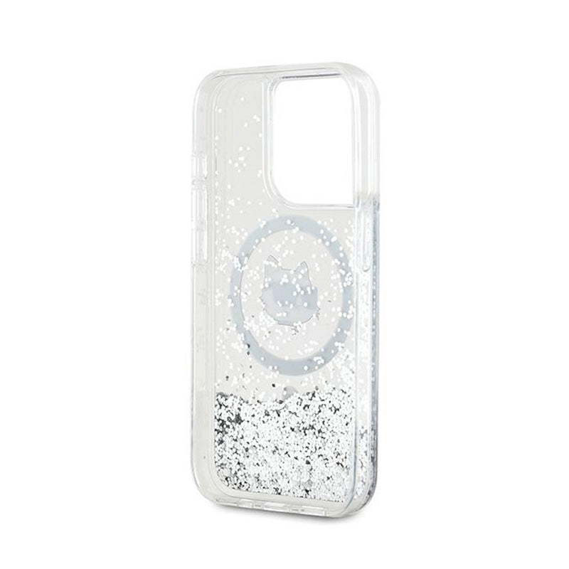 Karl Lagerfeld Liquid Glitter Choupette Head MagSafe - iPhone 14 Pro dėklas (permatomas)