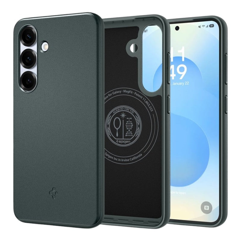 Spigen Thin Fit Mag MagSafe – dėklas skirtas Samsung Galaxy S25 (Abyss Green)