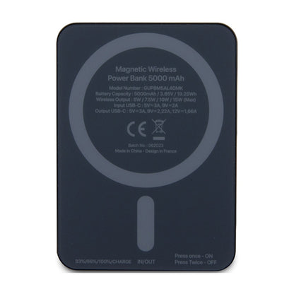 Guess Metal Script Logo MagSafe - indukcinis maitinimo blokas 5000 mAh 15W MagSafe (juodas)