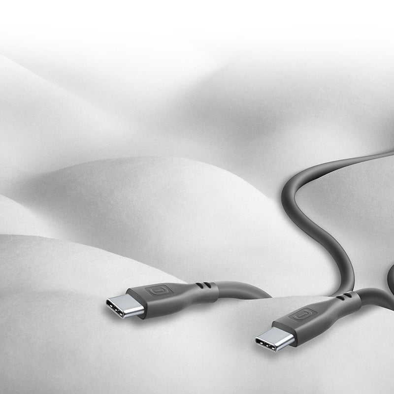 Cellularline Soft Cable - USB-C–USB-C laidas, 1,2 m (juodas)