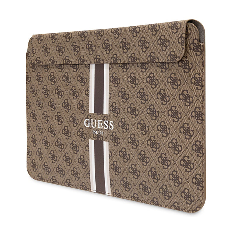 Guess 4G Printed Stripes kompiuterio dėklas - 14 colių nešiojamojo kompiuterio dėklas (rudos spalvos)