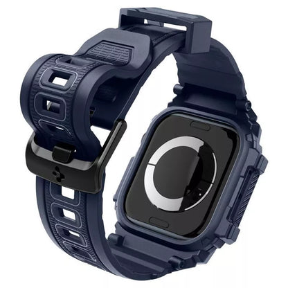 Spigen Rugged Armor Pro - Apyrankė su dėklu, skirta Apple Watch 10 46 mm (tamsiai mėlyna)
