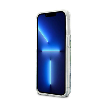 Guess Liquid Glitter Flower – „iPhone 13 Pro“ dėklas (mėlyna/žalia)