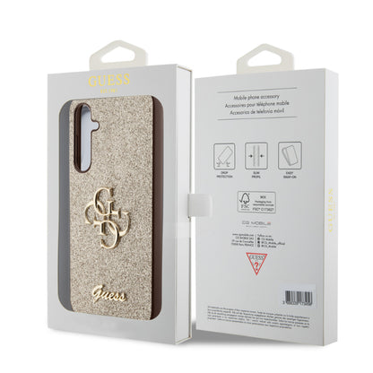 Guess Glitter Script Big 4G - Samsung Galaxy S23 FE dėklas (aukso spalvos)