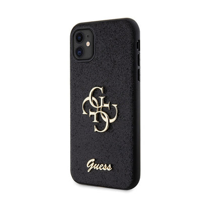 Guess Glitter Script Big 4G – iPhone 11 dėklas (juodas)