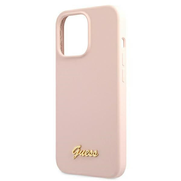 Guess Silicone Script – dėklas iPhone 12 / iPhone 12 Pro (rožinis)