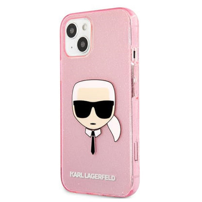 Karl Lagerfeld Karl's Head Glitter - dėklas iPhone 13 Mini (rožinis)