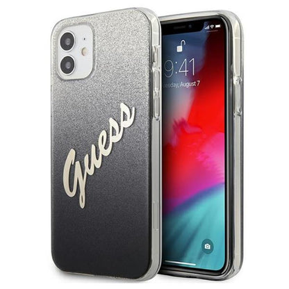 Guess Glitter Gradient Script - "iPhone 12 mini" dėklas (juodas)