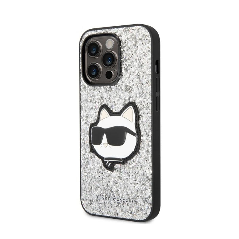 Karl Lagerfeld NFT Glitter Choupette Patch – dėklas, skirtas iPhone 14 Pro (sidabrinis)
