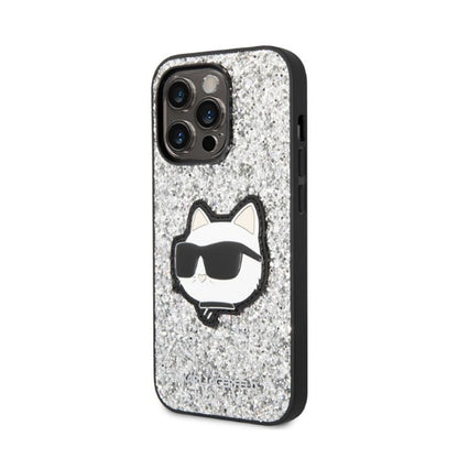 Karl Lagerfeld NFT Glitter Choupette Patch – dėklas, skirtas iPhone 14 Pro (sidabrinis)