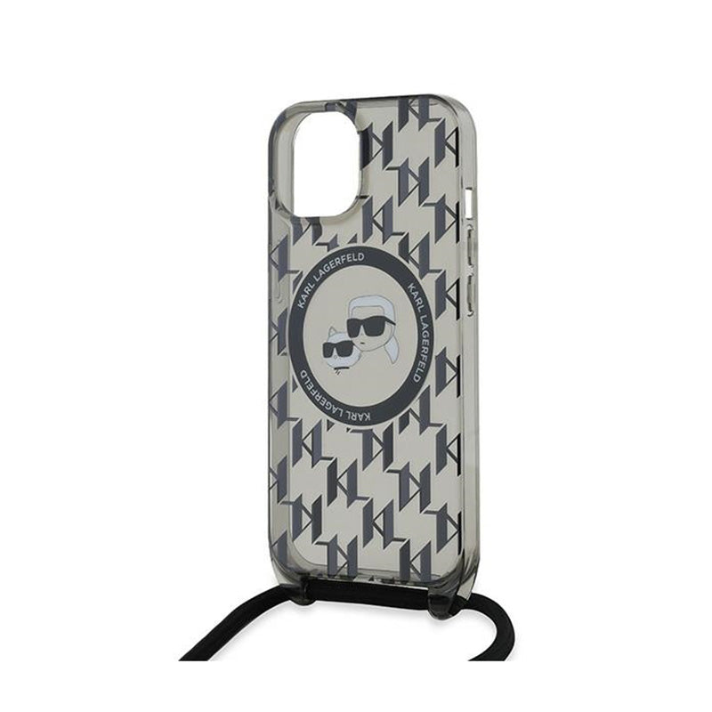 Karl Lagerfeld IML Crossbody Monogram Karl & Choupette Head MagSafe – dėklas iPhone 15 / 14 / 13 (juodas)