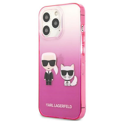 Karl Lagerfeld Gradient Ikonik Karl & Choupette – dėklas, skirtas iPhone 13 Pro (rožinis)