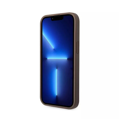 Guess 4G Big Metal Logo – dėklas, skirtas „iPhone 15 Plus“ (rudos spalvos)