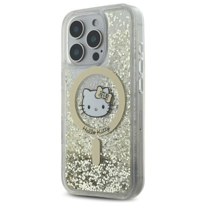 Hello Kitty Liquid Glitter Fever MagSafe – dėklas iPhone 16 Pro (baltas/auksinis)
