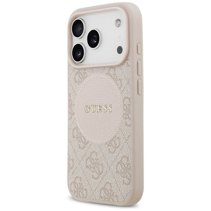 Guess 4G Circle Classic Logo MagSafe dėklas iPhone 17 Pro (rožinis)