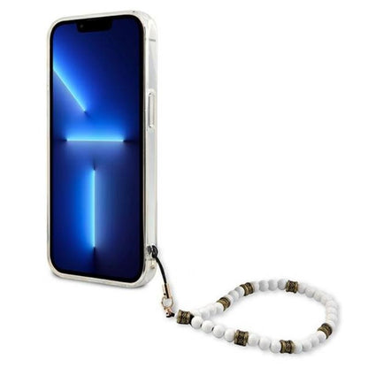Guess White Pearl Strap - dėklas iPhone 13 Pro (skaidrus)