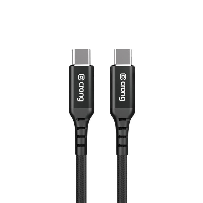 Crong Armor Link – USB-C prie USB-C 60W 3A pintas kabelis su Power Delivery greituoju įkrovimu, 25 cm (juodas)
