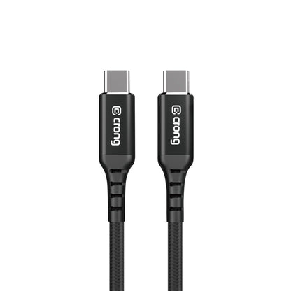 Crong Armor Link – USB-C prie USB-C 60W 3A pintas kabelis su Power Delivery greituoju įkrovimu, 25 cm (juodas)