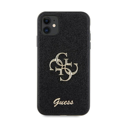 Guess Glitter Script Big 4G – iPhone 11 dėklas (juodas)