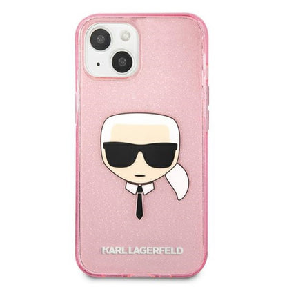 Karl Lagerfeld Karl's Head Glitter - dėklas iPhone 13 Mini (rožinis)
