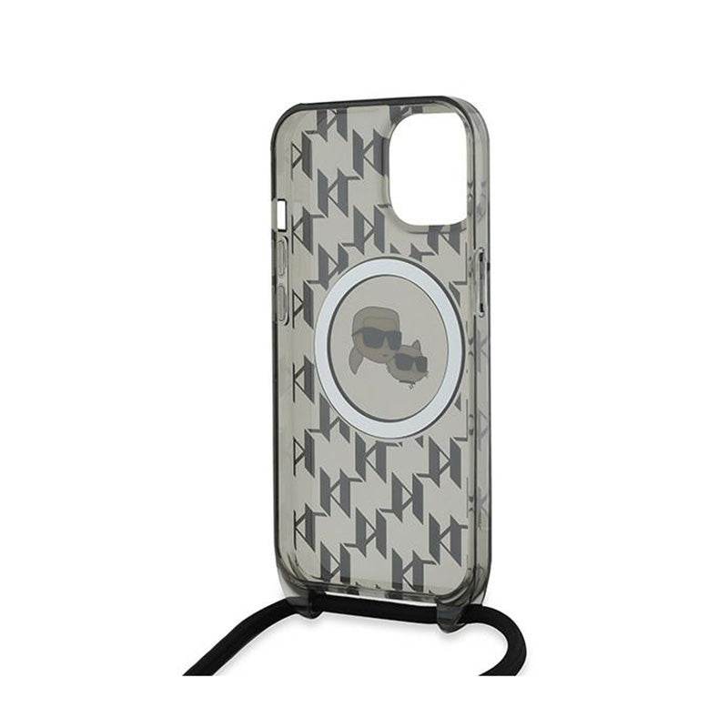 Karl Lagerfeld IML Crossbody Monogram Karl & Choupette Head MagSafe – dėklas iPhone 15 / 14 / 13 (juodas)