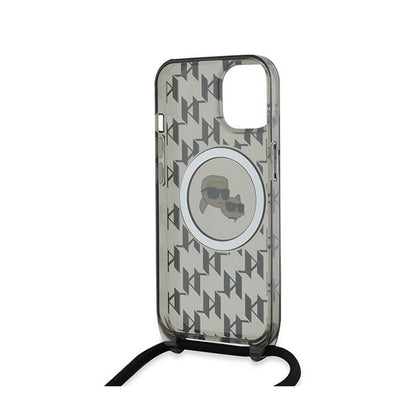 Karl Lagerfeld IML Crossbody Monogram Karl & Choupette Head MagSafe – dėklas iPhone 15 / 14 / 13 (juodas)