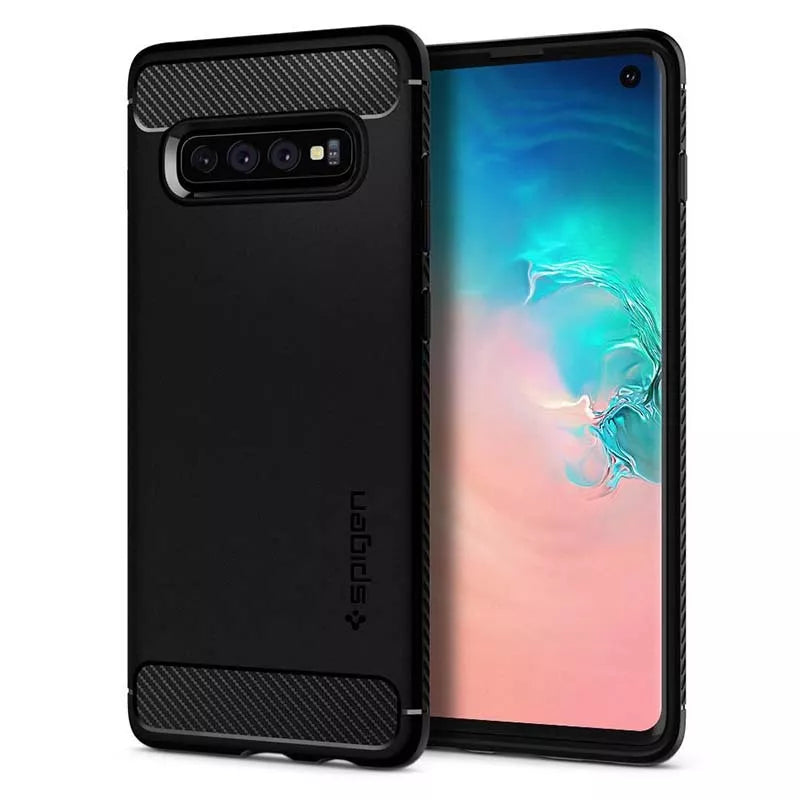 Spigen Rugged Armor – dėklas, skirtas Samsung Galaxy S10 (juoda)