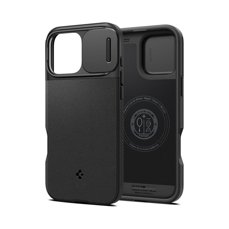 Spigen Optik Armor Mag MagSafe – dėklas iPhone 16 Pro Max (juodas)