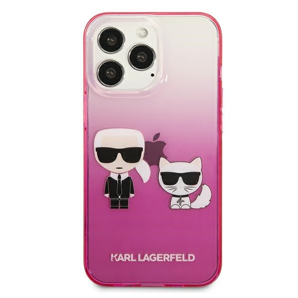 Karl Lagerfeld Gradient Ikonik Karl & Choupette – dėklas, skirtas iPhone 13 Pro (rožinis)