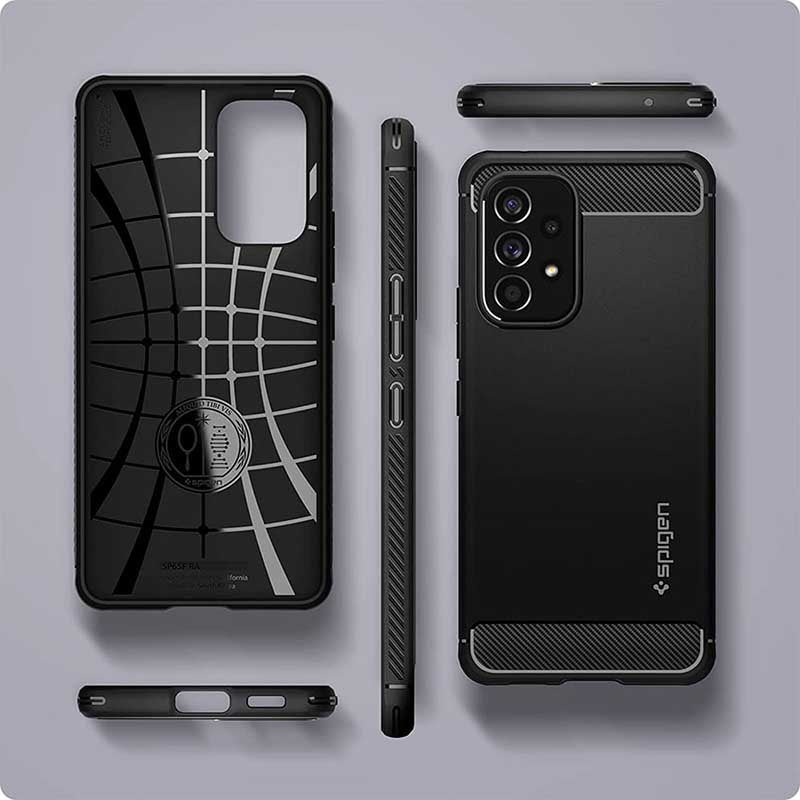 Spigen Rugged Armor - dėklas, skirtas Samsung Galaxy A53 5G (Juoda)