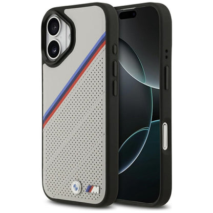 BMW M Tricolor Metal Logo MagSafe - iPhone 17 dėklas (Pilka)