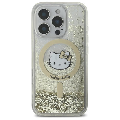 Hello Kitty Liquid Glitter Fever MagSafe – dėklas iPhone 16 Pro (baltas/auksinis)