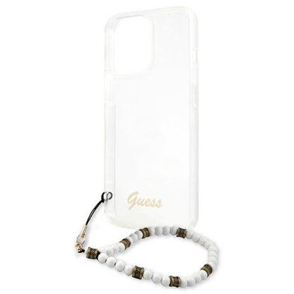 Guess White Pearl Strap - dėklas iPhone 13 Pro (skaidrus)