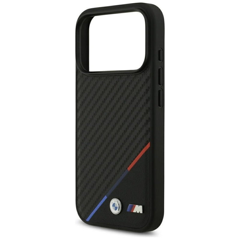 BMW M Carbon Tricolor Line MagSafe dėklas iPhone 17 Pro (juodas)