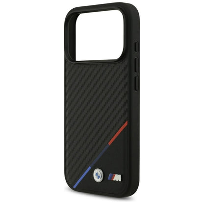 BMW M Carbon Tricolor Line MagSafe dėklas iPhone 17 Pro (juodas)