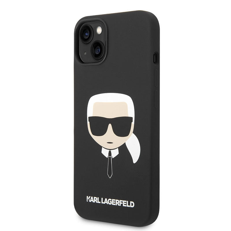 Karl Lagerfeld Silicone Ikonik Karl's Head MagSafe - dėklas, skirtas iPhone 14 Plus (juodas)