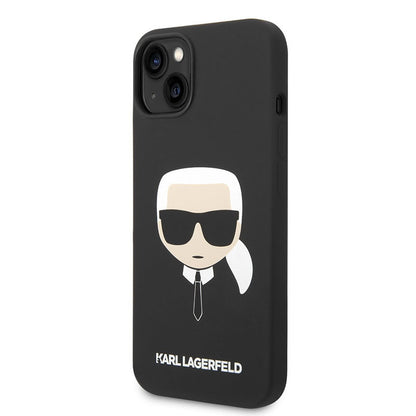 Karl Lagerfeld Silicone Ikonik Karl's Head MagSafe - dėklas, skirtas iPhone 14 Plus (juodas)