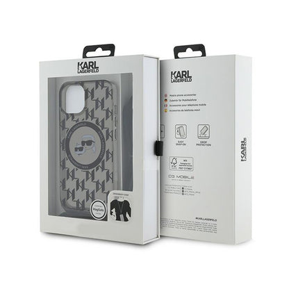 Karl Lagerfeld IML Crossbody Monogram Karl & Choupette Head MagSafe – dėklas iPhone 15 / 14 / 13 (juodas)