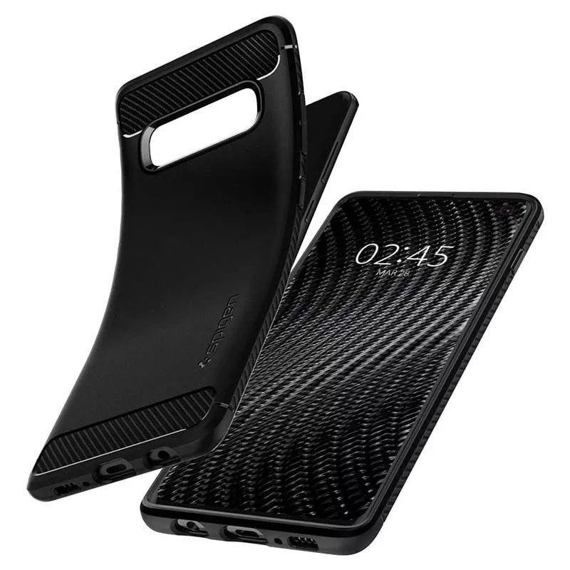 Spigen Rugged Armor – dėklas, skirtas Samsung Galaxy S10 (juoda)