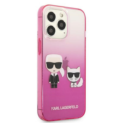 Karl Lagerfeld Gradient Ikonik Karl & Choupette – dėklas, skirtas iPhone 13 Pro (rožinis)