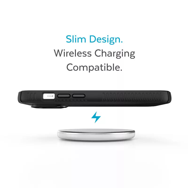 Speck Presidio2 Grip – dėklas iPhone 14 Pro su MICROBAN danga (juodas / juodas / baltas)