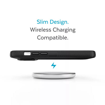 Speck Presidio2 Grip – dėklas iPhone 14 Pro su MICROBAN danga (juodas / juodas / baltas)