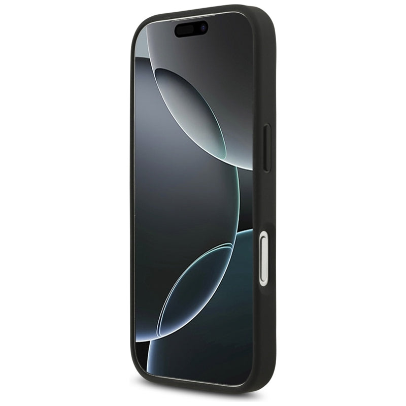 Guess 4G Dirželis Trikampis Logotipas MagSafe - Dėklas iPhone 17 Pro (juodas)