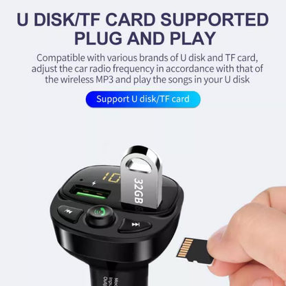 WEKOME WP-C26 - Bluetooth / MicroSD / 2x USB-A FM siųstuvas + 17W automobilinis įkroviklis (juodas)