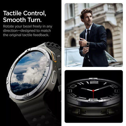 Spigen Bezel Tune Pilot - Apsauginis žiedas/korpusas, skirtas Samsung Galaxy Watch 8 44 mm (Sidabrinis)