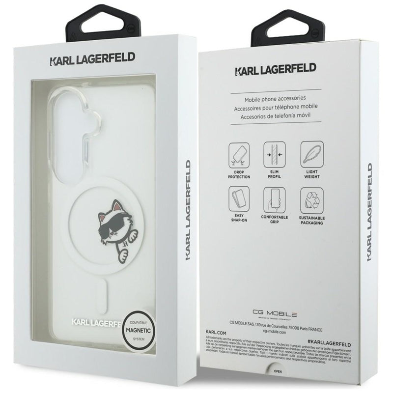 Karl Lagerfeld IML Peekaboo Choupette MagSafe dėklas - Samsung Galaxy S26 dėklas (Skaidrus)