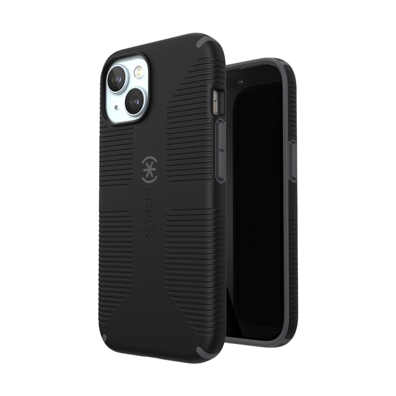 Speck Candyshell Grip MagSafe dėklas - iPhone 17e / 16e / 15 / 14 / 13 (Juodas / Skalūno pilkos)