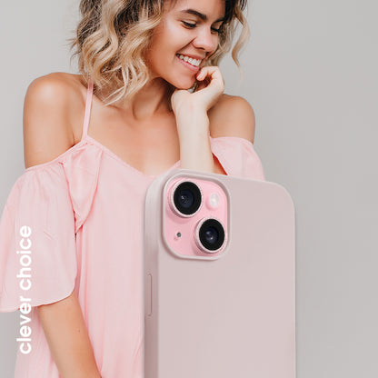 Crong Color Cover Magnetic – dėklas, skirtas iPhone 15 MagSafe (smėlio rožinė)