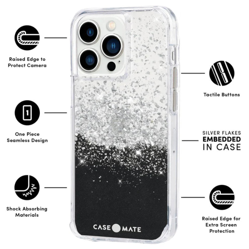 Case-Mate Karat – dėklas iPhone 13 Pro telefonui, puoštas oniksu (Onyx)