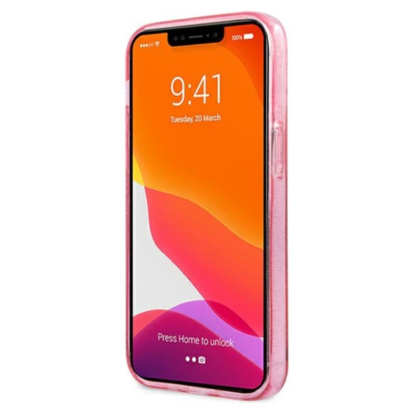 Karl Lagerfeld Karl's Head Glitter - dėklas iPhone 13 Mini (rožinis)